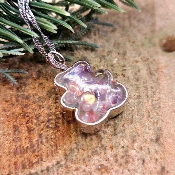 Floating Nature Super Seven Crystals Silver Bear Pendant Necklace - Picture 8 of 10
